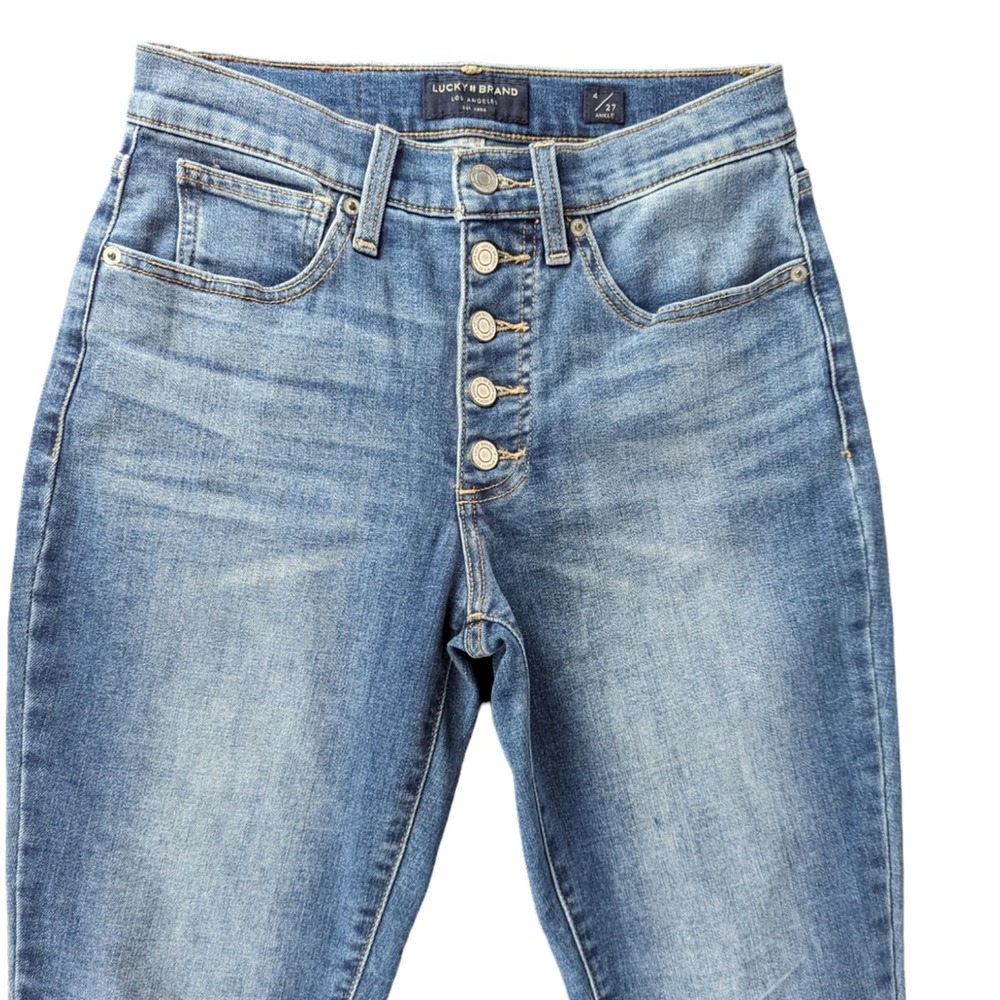 Lucky Brand High Rise Skinny Bridgette Ankle Jeans  Raw Hem Button Fly Women's 4 - Picture 4 of 11